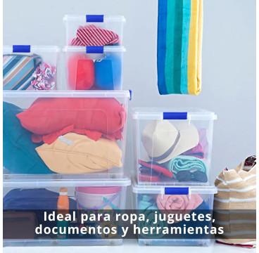 Caja Almacenaje Plástico 16L con Tapa y Cierres (N1) – Transparente