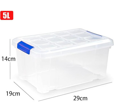 Caja Almacenaje Plástico 5L con Tapa y Cierres (N10) – Transparente