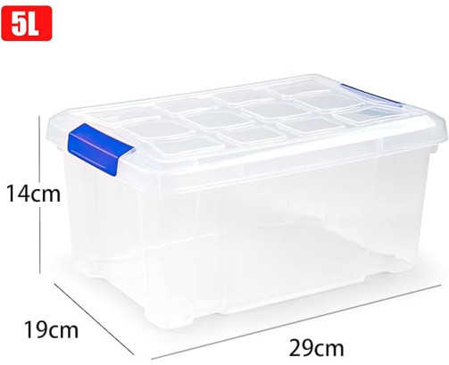 Caja Almacenaje Plástico 5L con Tapa y Cierres (N10) – Transparente