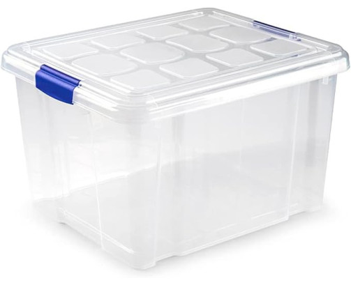 Caja Almacenaje Plástico 25L con Tapa y Cierres (N2) – Transparente