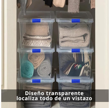 Caja Almacenaje Plástico 25L con Tapa y Cierres (N2) – Transparente