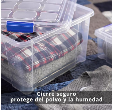 Caja Almacenaje Plástico 25L con Tapa y Cierres (N2) – Transparente