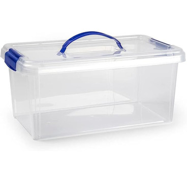 Caja Almacenaje Plástico 10L con Tapa y Cierres (N24) – Transparente