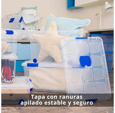 Caja Almacenaje Plástico 10L con Tapa y Cierres (N24) – Transparente