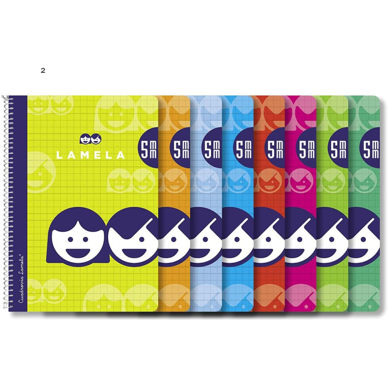 Lamela Cuadernos, Bloc Espiral  A4 Cuadrovía 5 mm,70GR  80 Hojas, Colores Surtido