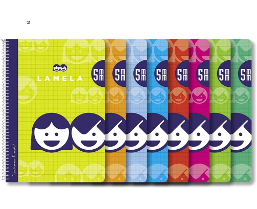 Lamela Cuadernos, Bloc Espiral  A4 Cuadrovía 5 mm,70GR  80 Hojas, Colores Surtido
