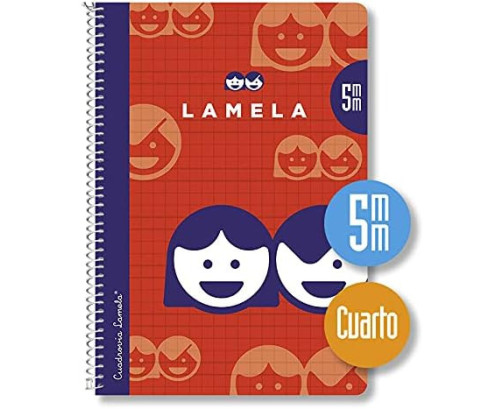 Lamela Cuadernos, Bloc Espiral  A4 Cuadrovía 5 mm,70GR  80 Hojas, Colores Surtido