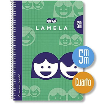 Lamela Cuadernos, Bloc Espiral  A4 Cuadrovía 5 mm,70GR  80 Hojas, Colores Surtido