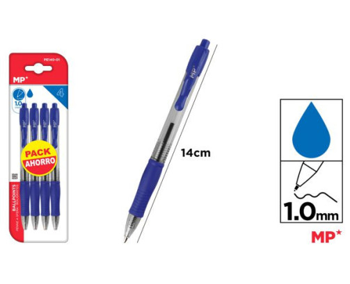 Boligrafos punta 1.0mm 4uds
