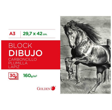GOLDEN Cuaderno dibujo en espiral 30 hojas A3 liso
