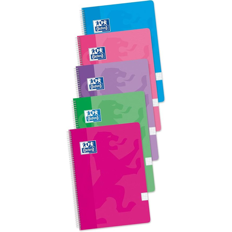 Oxford, Cuadernos A4 (Folio) Cuadrícula 4x4, Tapa Básica 80 Hojas Cuadrícula 4 mm Pack 4+1