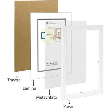Marco de Foto 40x50 cm Color (Haya)(Blanco)(Negro)( Cerezo)(Wengué)(Plateado) MOD-254 Hecho de Madera, Ancho de moldura 2cm