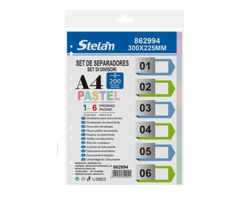 Pack 6 Uds Separadores Pastel - Para Carpeta O Archivador 2-4 Anillas
