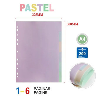 Pack 6 Uds Separadores Pastel - Para Carpeta O Archivador 2-4 Anillas