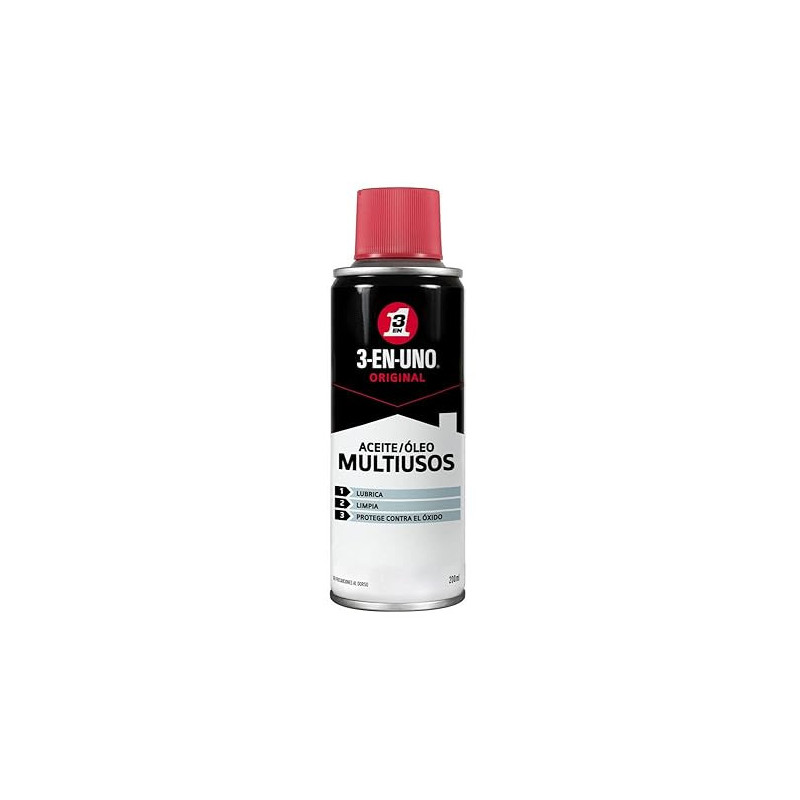 3-IN-ONE - Spray Multiusos 200 ml - Lubrica, Limpia y Protege Contra el Óxido - Producto Unitario