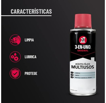 3-IN-ONE - Spray Multiusos 200 ml - Lubrica, Limpia y Protege Contra el Óxido - Producto Unitario