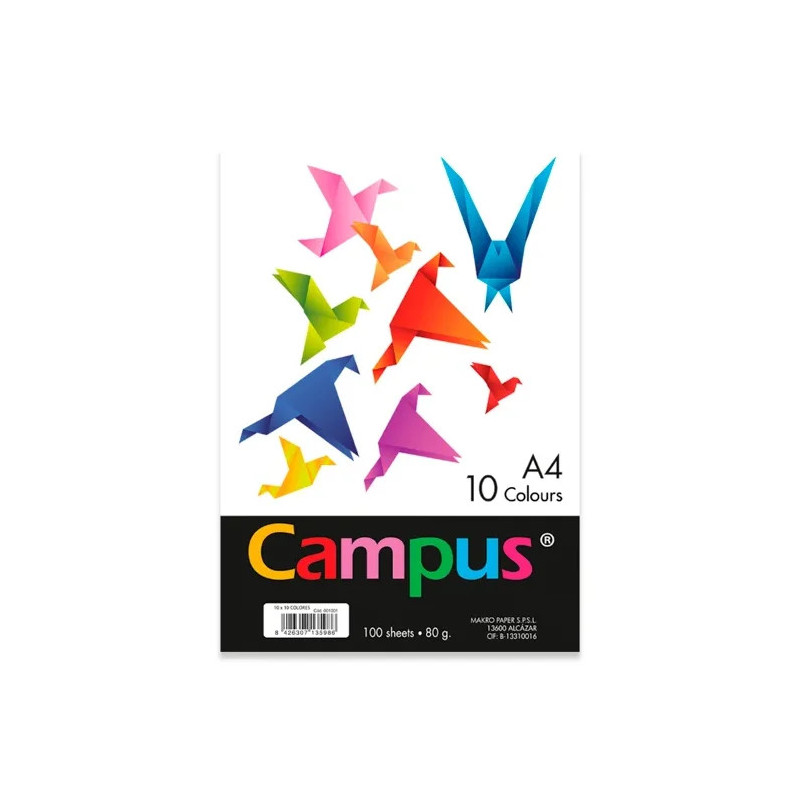 Papel A4 Campus 80g 100 Hojas 10 Colores Surtidos