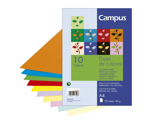 Papel A4 Campus 80g 100 Hojas 10 Colores Surtidos