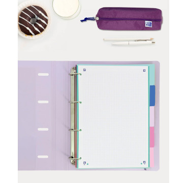 Oxford Strongline, Separadores Archivador 4 anillas A4, Plástico Opaco, 5 Posiciones, 4 Taladros, 5 Colores Pastel