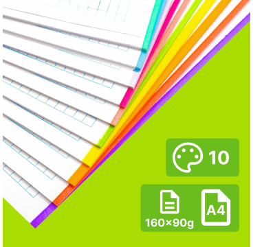 Campus – Recambio Hojas Cuadriculadas A4 para Archivador de 4 Anillas,160 Hojas de 90g (10 Colores)