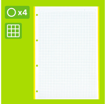 Campus – Recambio Hojas Cuadriculadas A4 para Archivador de 4 Anillas,160 Hojas de 90g (10 Colores)