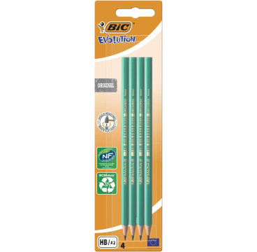 BIC Evolution Ecolutions - Blíster de 4 lápices de grafito hexagonal