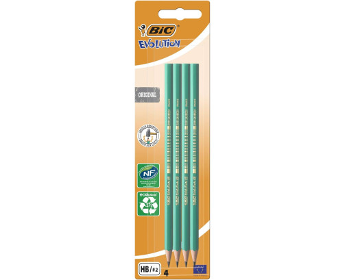 BIC Evolution Ecolutions - Blíster de 4 lápices de grafito hexagonal