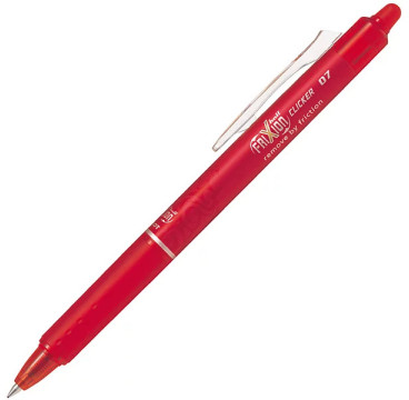 Pilot FriXion Ball Clicker Bolígrafo retráctil de tinta líquida, tinta termosensible borrable, punta mediana de 0,7 mm
