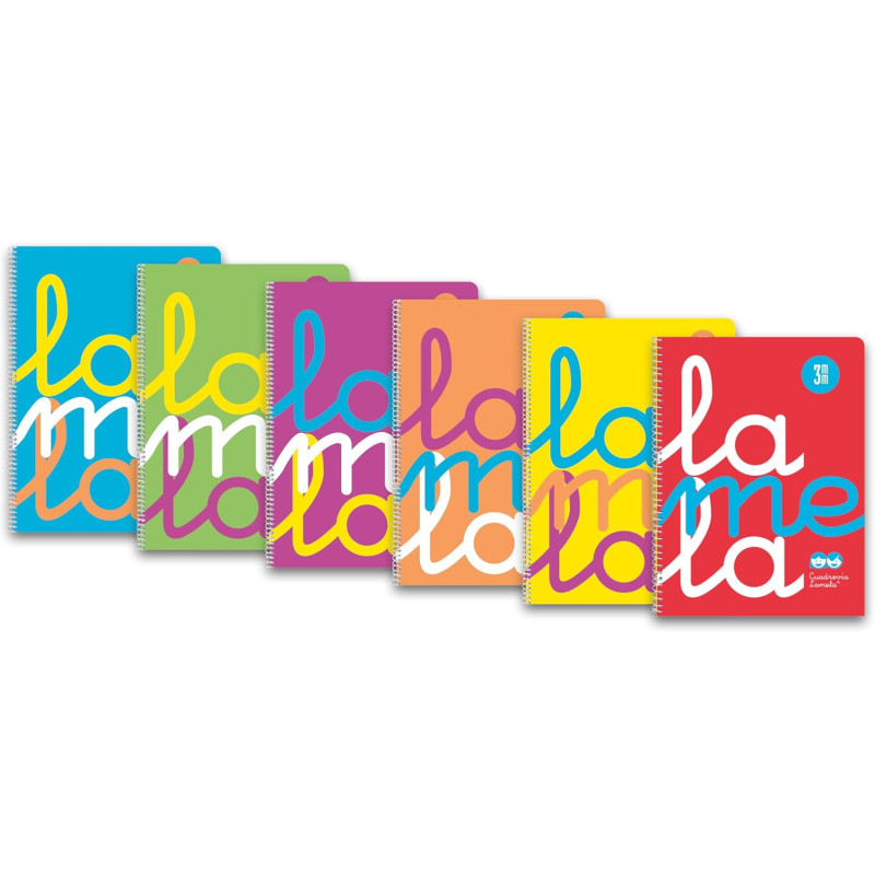 Lamela Cuaderno A4 Plastic - 3 x 3 mm- 80 hojas - 90 grs -surtido (Pack de 6)