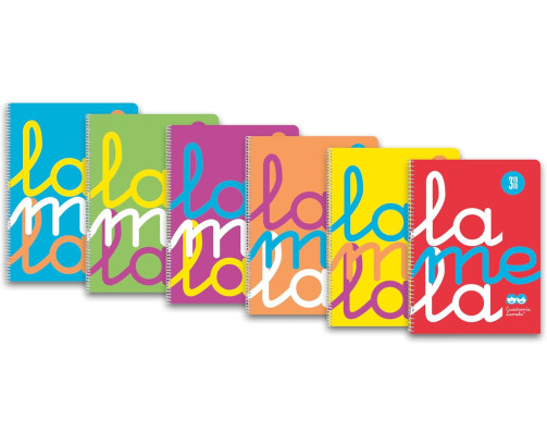 Lamela Cuaderno A4 Plastic - 3 x 3 mm- 80 hojas - 90 grs -surtido (Pack de 6)