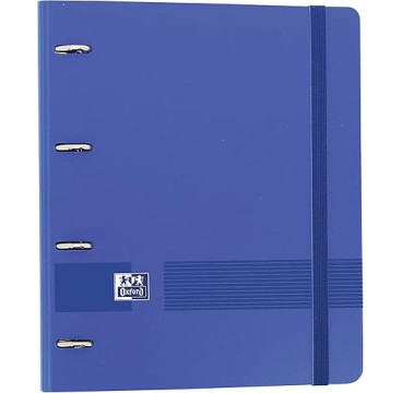 Oxford, Archivador 4 anillas plástico polyfoam con recambio y goma Oxford Live & Go, A4+ con recambio 100 Hojas, 5 bandas color