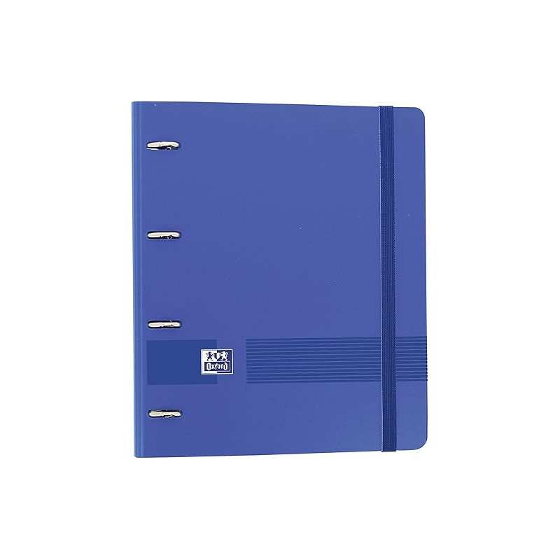 Oxford, Archivador 4 anillas plástico polyfoam con recambio y goma Oxford Live & Go, A4+ con recambio 100 Hojas, 5 bandas color