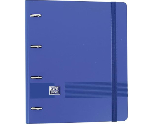 Oxford, Archivador 4 anillas plástico polyfoam con recambio y goma Oxford Live & Go, A4+ con recambio 100 Hojas, 5 bandas color