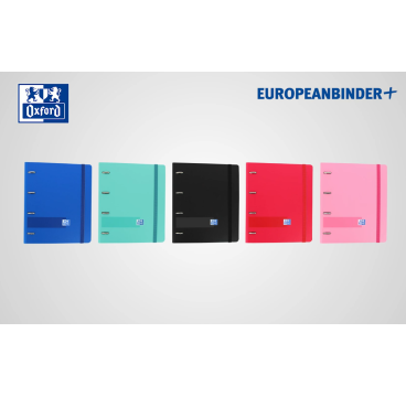 Oxford, Archivador 4 anillas plástico polyfoam con recambio y goma Oxford Live & Go, A4+ con recambio 100 Hojas, 5 bandas color