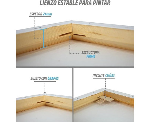Chely Intermarket lienzo para pintar MOD-563 Perfil de bastidor 24mm 100% algodon Ideal para oleo (70x100cm)