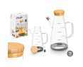 Vivalto Aceitera de Vidrio Borosilicato Transparente para Aceite con Tapa de Bambú y Sello de Silicona, 750 ml, 17x21x10 cm