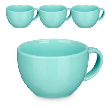 Set de 4 tazones verde menta de porcelana. 480 ml de capacidad. 15,5x12x7,8 Cm. Color: Verde Menta