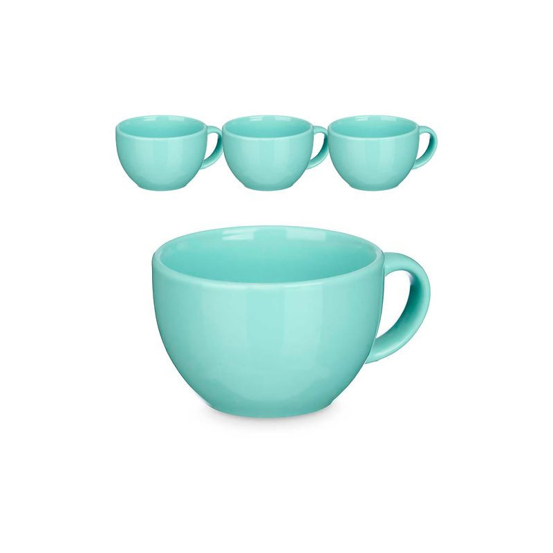 Set de 4 tazones verde menta de porcelana. 480 ml de capacidad. 15,5x12x7,8 Cm. Color: Verde Menta