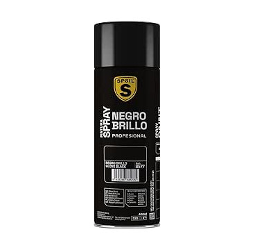 SPSIL Pintura Spray 400ml,( Negro Brillo 8577, Paquete de 1 )Spray Acrílico para Metal / Madera / Plástico