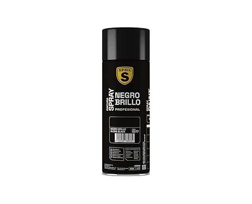 SPSIL Pintura Spray 400ml,( Negro Brillo 8577, Paquete de 1 )Spray Acrílico para Metal / Madera / Plástico