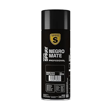 SPSIL Pintura Spray 400ml, ( Negro Mate 8576, Paquete de 1 )Spray Acrílico para Metal / Madera / Plástico