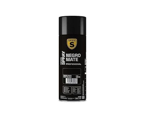 SPSIL Pintura Spray 400ml, ( Negro Mate 8576, Paquete de 1 )Spray Acrílico para Metal / Madera / Plástico