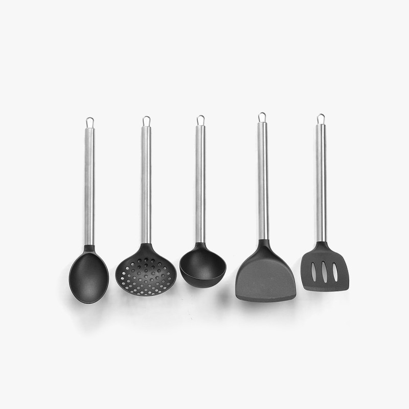 Kinvara Set 5 utensilios de cocina - Mango de acero inoxidable