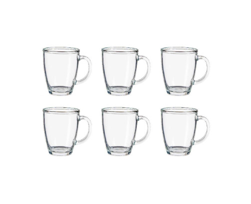 6 Tazas de Vidrio  310ml con Asa