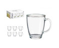 6 Tazas de Vidrio  310ml con Asa
