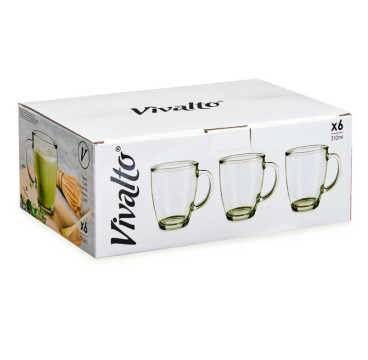 6 Tazas de Vidrio  310ml con Asa