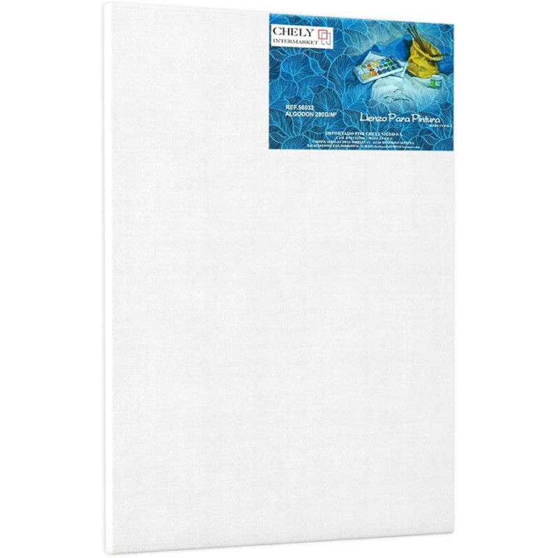 PACK 5 Lienzos Para Pintar 30x40 CM Bastidor Madera 16 MM Algodón Blanco Preimprimado Profesional Para Acrílico Óleo
