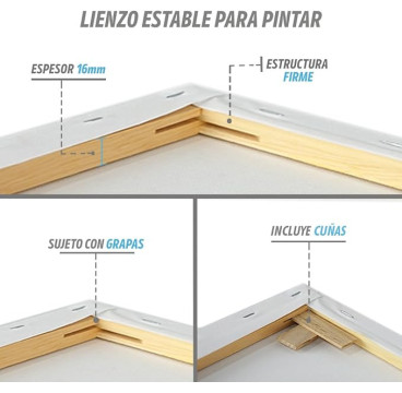 PACK 5 Lienzos Para Pintar 30x40 CM Bastidor Madera 16 MM Algodón Blanco Preimprimado Profesional Para Acrílico Óleo