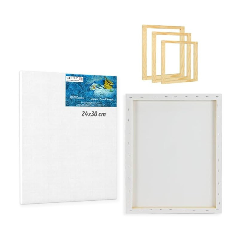 Lienzos Para Pintar 24x30 CM Pack 5  Unidades Bastidor Madera 16 MM Algodón