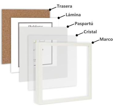 Marco con profundidad 15x15cm (Int 10x10cm) Blanco MOD 3503 madera con paspartú
